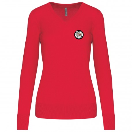 Pull col V Femme Auto-rétro