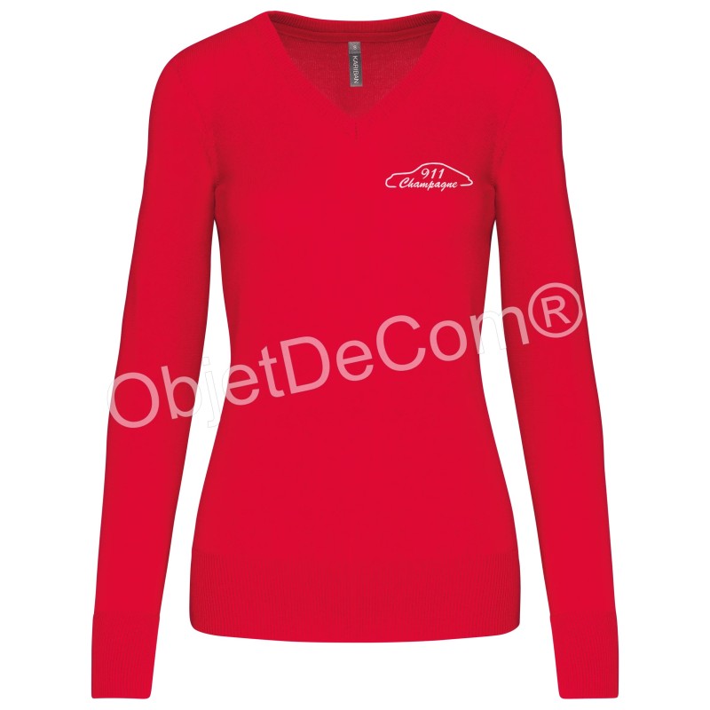 Pull col V Femme Champagne 911