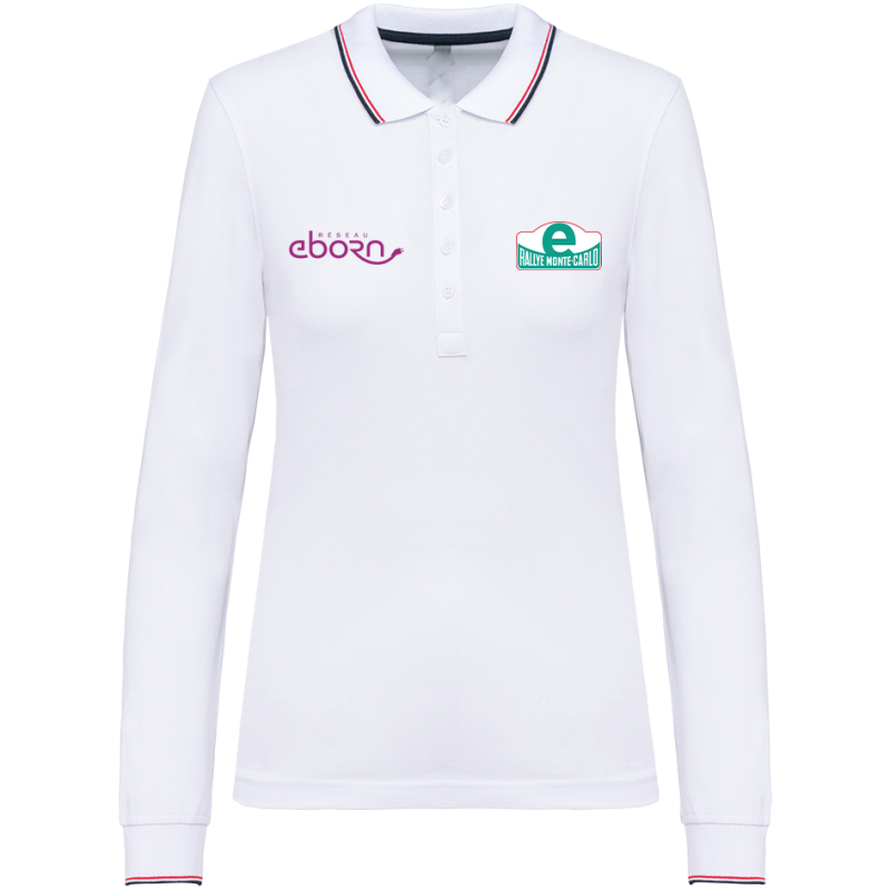 Polo Femme manches longues liserés contrastés E-Rallye Monte-Carlo
