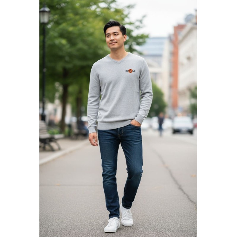 Pull col V écoresponsable Homme Flat6 Club
