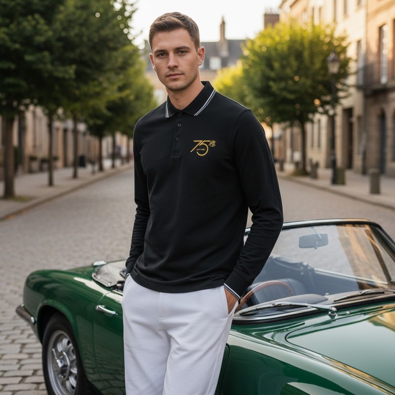 polo manches longues anniversaire personnalisé en broderie Lotus