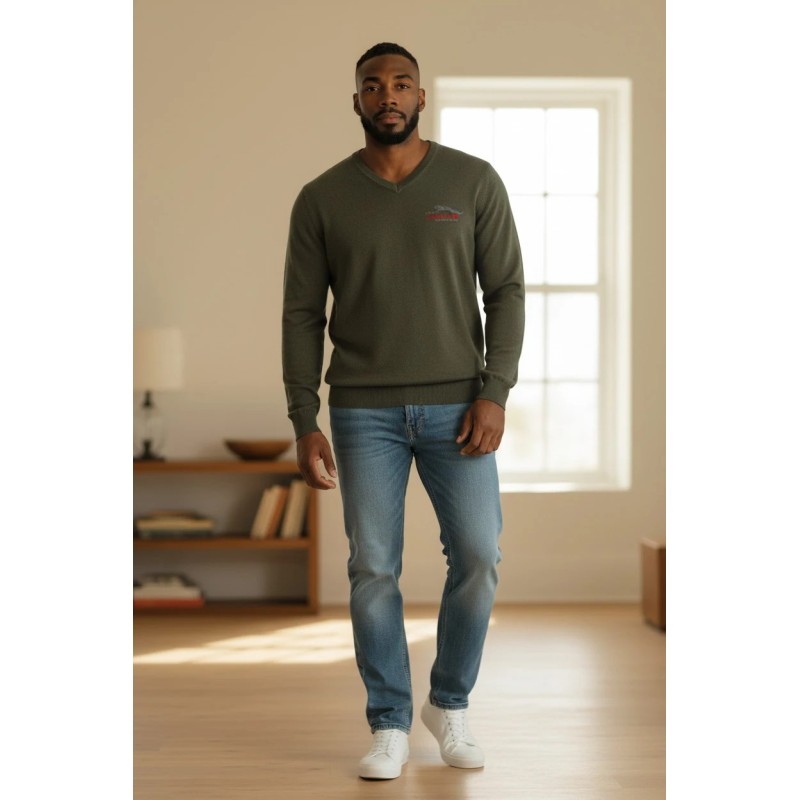 Pull col V Merino Homme Jaguar